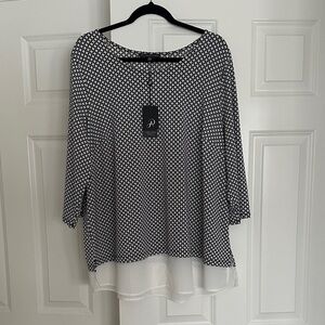 Adrianna Papell Black and White Patterned Blouse